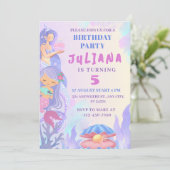 Magische Meerjungfrau unter dem Meer Mädchen Gebur Einladung (Stehend Vorderseite)