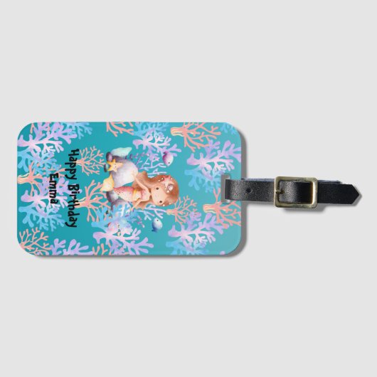 magische Meerjungfrau unter der Regenbogenpastel Gepäckanhänger (Vorderseite (Horizontal))