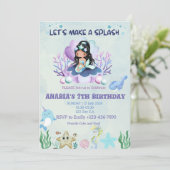 Magische Meerjungfrau Wasserfarbe Geburtstag Einladung (Stehend Vorderseite)