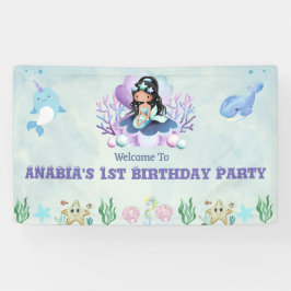 Magische Meerjungfrau Wasserfarbe Geburtstagszeich Banner