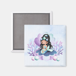 Magische Meerjungfrau | Wasserfarben Geburtstag Magnet