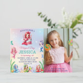 Magische Meerjungfrau zum 10. Geburtstag unter dem Einladung (Stehend Vorderseite)