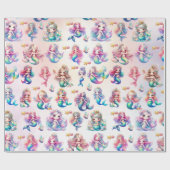 Magische Meerjungfrau zum Geburtstag unter dem Mee Geschenkpapier (Flach)