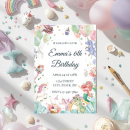 Magische Meerjungfrauen Einhörner Regenbogen Kinde Einladung