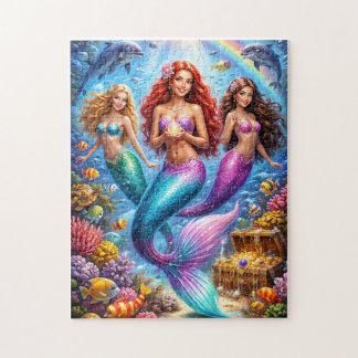 Magische Meerjungfrauen-Lagune Helle Unterwasser-F Puzzle