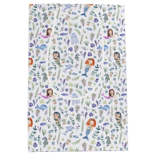 Magische Meerjungfrauen Moderne Wasserfarbe Mittlere Geschenktüte (Vorderseite)