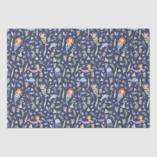 Magische Meerjungfrauen Wasserfarbenpapier Seidenpapier (Vorderseite)