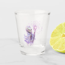 Magische Melodien des niedlichen lila Skeletts.