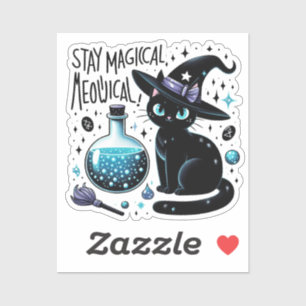 Magische Meowgische Hexe, Niedliche Katze Vinyl bl Aufkleber