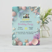 Magische Mermaid Geburtstagsparty Einladung | Birt (Stehend Vorderseite)