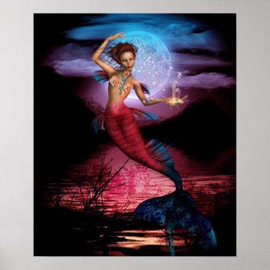 Magische Mermaid Moon Poster Print (Vorne)