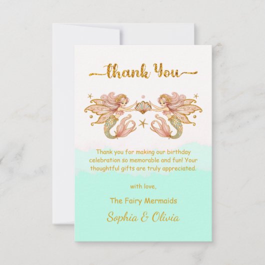 Magische Mermaid Twins: Danke Karte (Vorderseite)