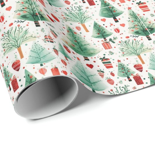 Magische Merry Trees Geschenkpapier (Rolleneckpunkt)