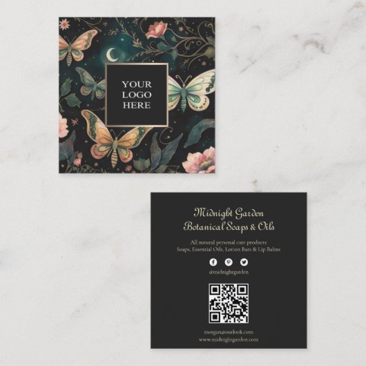 Magische Midnight Garden Square Business Card Quadratische Visitenkarte (Vorne/Hinten)