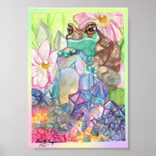 Magische Milchfrösche Wasserfarbe Poster