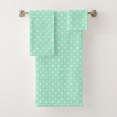Magische Minze und weißes Polka Dot Muster Badhandtuch Set (Insitu)