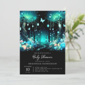 Magische moderne, bezaubernde Forest Baby Dusche Einladung (Stehend Vorderseite)