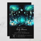 Magische moderne, bezaubernde Forest Baby Dusche Einladung (Vorne/Hinten)