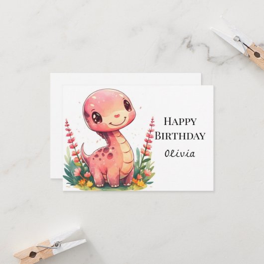 Magische Moderne Dinosaurier Geburtstag Karte (Vorderseite/Rückseite Beispiel)