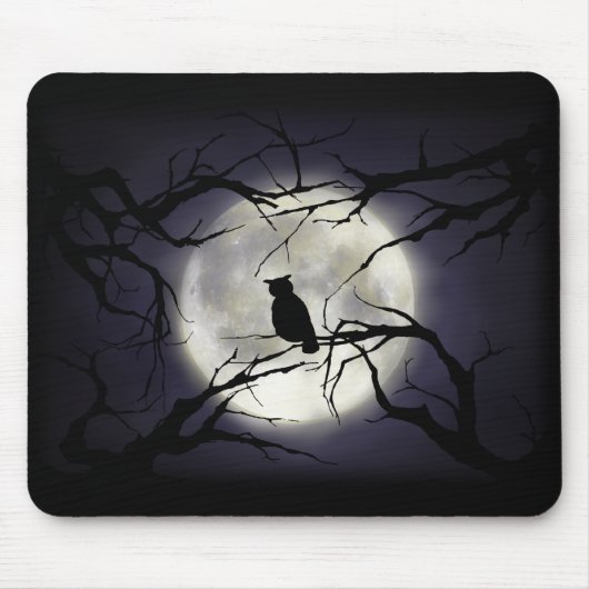 Magische Mond-Eule auf Niederlassung Mousepad (Vorne)