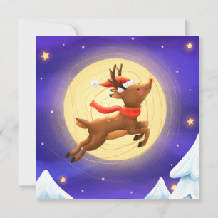 Magische mondbeschienene Rentiere Weihnachtskarte Karte