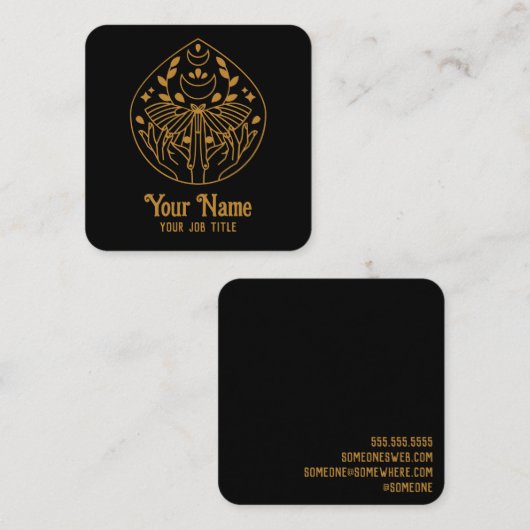 Magische Moon Moth Business Card Quadratische Visitenkarte (Vorne/Hinten)