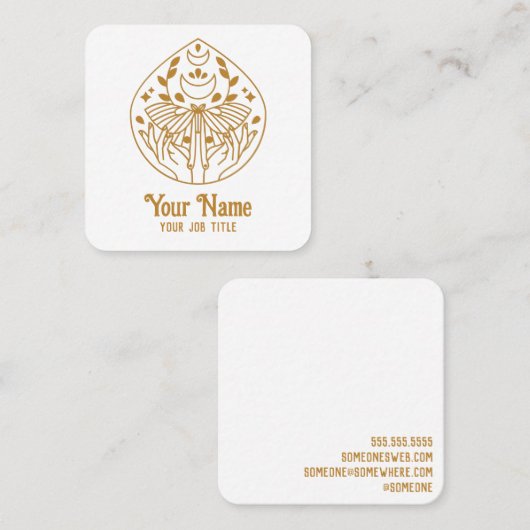 Magische Moon Moth Business Card Quadratische Visitenkarte (Vorne/Hinten)