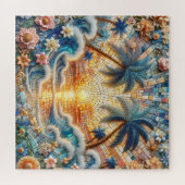 Magische Mosaik tropischer Ozean Sonnenuntergang Puzzle (Horizontal)