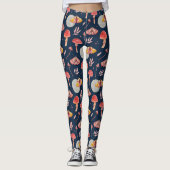 Magische Motte und Pilzmuster. Waldnacht Leggings (Vorderseite)