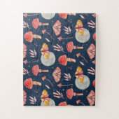 Magische Motte und Pilzmuster. Waldnacht Puzzle (Vertikal)