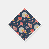 Magische Motte und Pilzmuster. Waldnacht Serviette (Ecke)