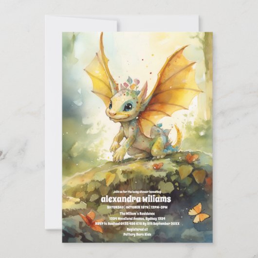 Magische Mystical Dragon Babydusche Einladung (Vorderseite)