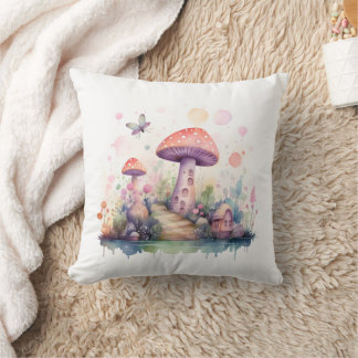 Magische mystische bunte Pilzhäuser Kissen
