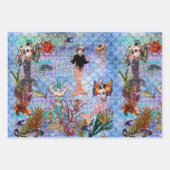 Magische Mythische Meerjungfrauen umgeben von Meer Geschenkpapier Set (Vorderseite 3)