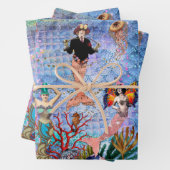 Magische Mythische Meerjungfrauen umgeben von Meer Geschenkpapier Set (Beispiel)