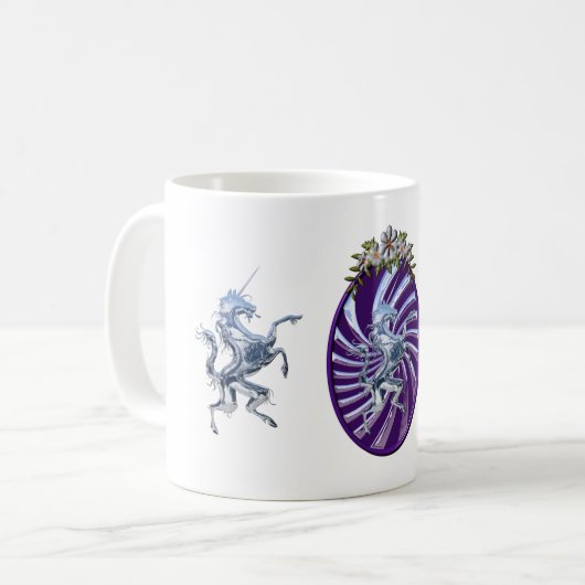 Magische Mythische Silber Einhorn Kaffeetasse (Vorderseite Links)