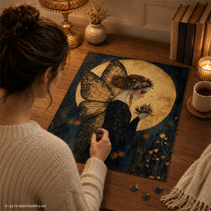 Magische Nachtmärsche mit Blume unter dem Goldenen Puzzle