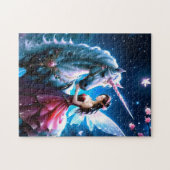 Magische Nachtschwärmerin Rose Königin und Weißes  Puzzle (Horizontal)