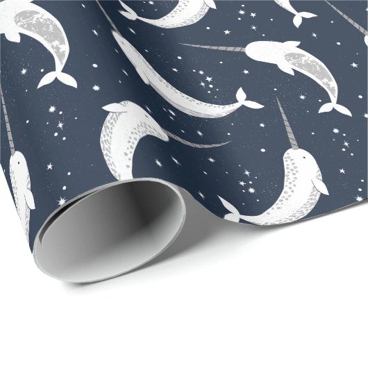 Magische Narwhals im Weltraum Geschenkpapier (Rolleneckpunkt)