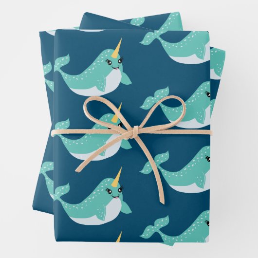 Magische Narwhals mit Eyelashes Geschenkpapier Set (Beispiel)