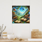 Magische Natur und Alte Bücher Poster (Küche)