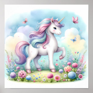 Magische Niedliche Kawaii Einhorn Poster