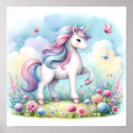 Magische Niedliche Kawaii Einhorn Poster (Vorne)