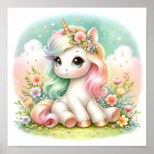 Magische Niedliche Kawaii Einhorn Poster