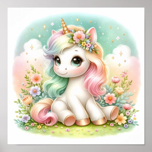 Magische Niedliche Kawaii Einhorn Poster (Vorne)