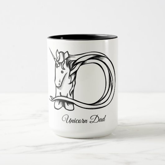 Magische Niedliche Monogramm D Einhorn-Vater oder Tasse (Zentrum)
