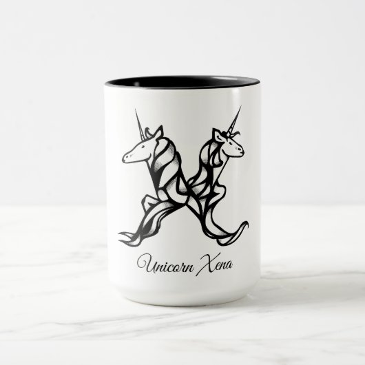 Magische Niedliche Monogramm X Einhorn Xena oder I Tasse (Zentrum)