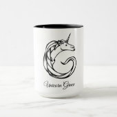 Magische niedliche Monogrammgunicorn-Anmut oder Tasse (Zentrum)