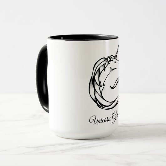 Magische niedliche Monogrammgunicorn-Anmut oder Tasse (Vorderseite Links)