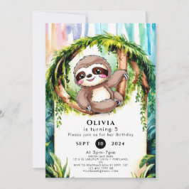 Magische Niedliche Sloth Birthday Einladung